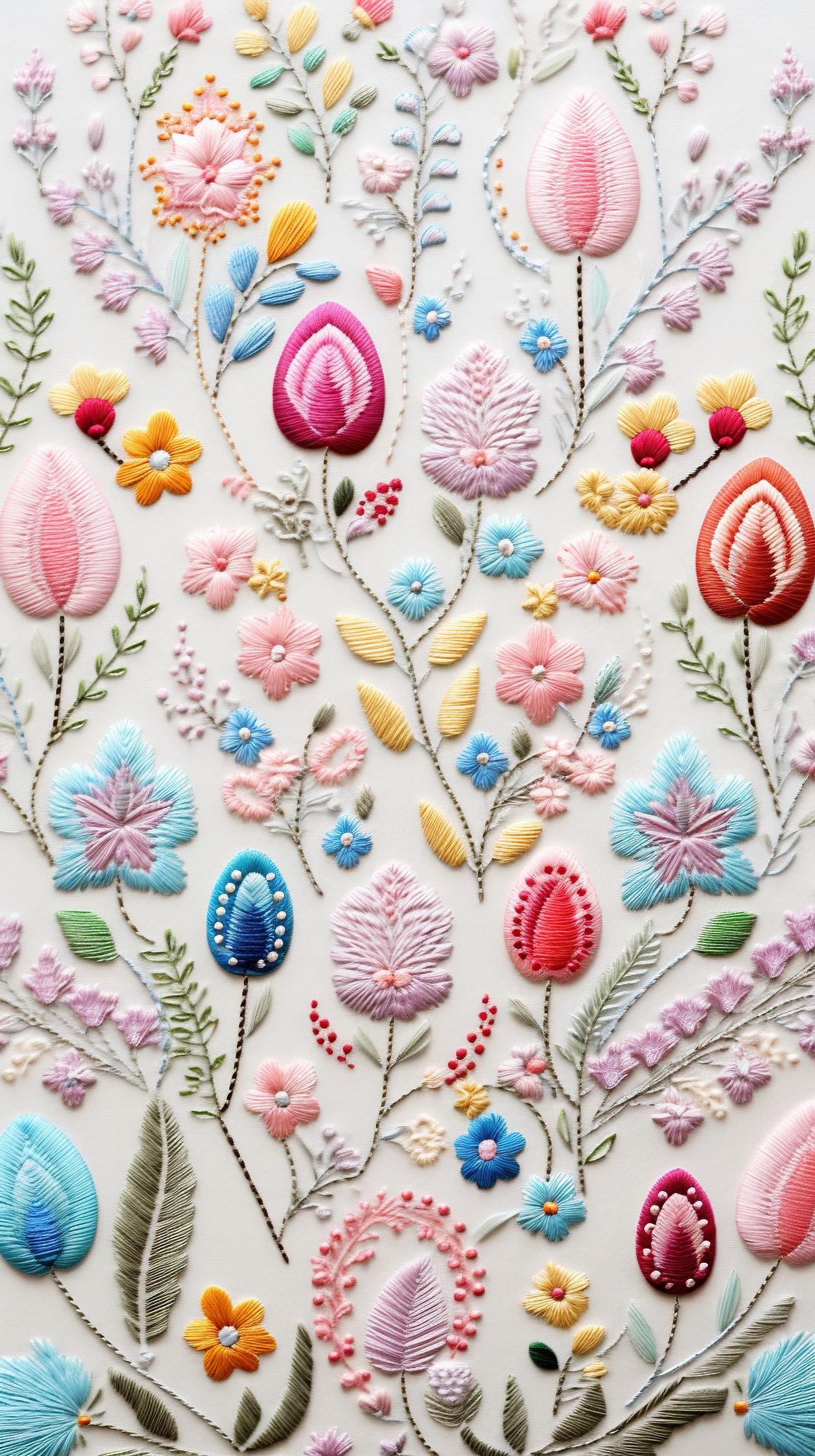 Esempio di pattern floreale ricamato a mano